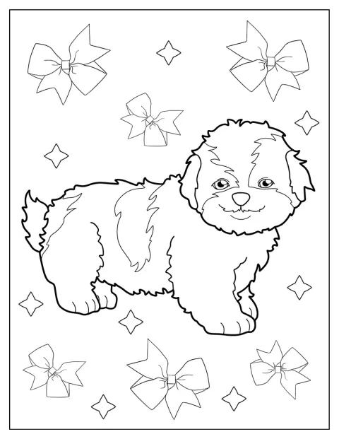 Adorable Shih Tzu To Color