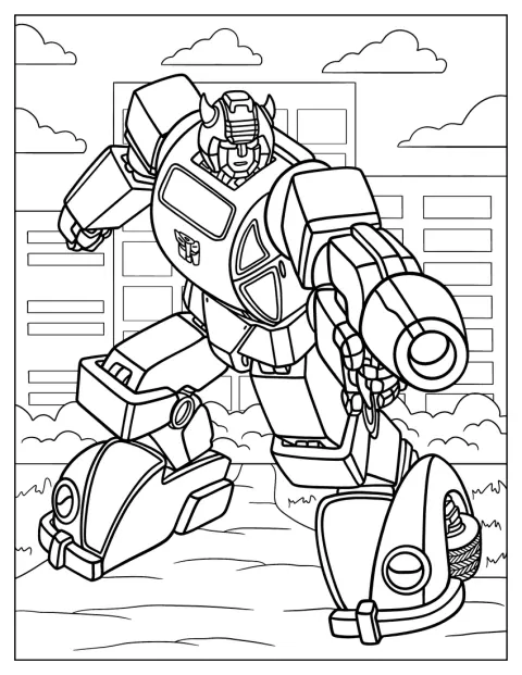 Bumblebee, na sua versão retro, dispara um raio laser.