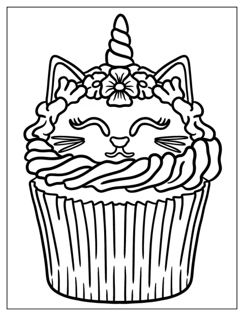 Unikorniscica díszíti a krémes cupcake tetejét.