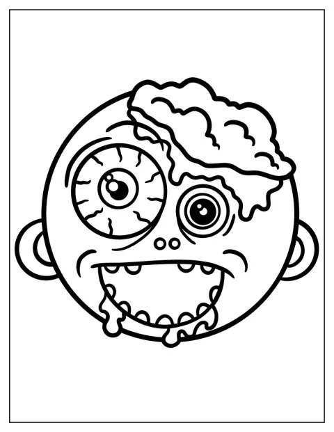 Un zombie au style mignon laisse voir ses cerveaux et des blessures.