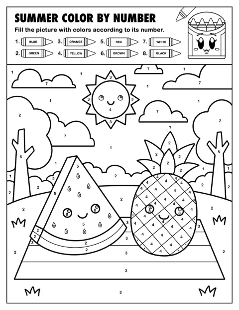 Roztomilý plátek melounu a ananas se usmívají v letním dni.