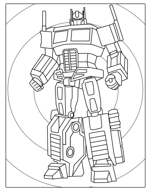 Optimus Prime syns i en enkel kontur med tydliga robotdrag.