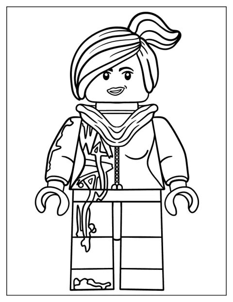 Lucy Wyldstyle, a LEGO-film szereplője egyszerű körvonalakkal jelenik meg.