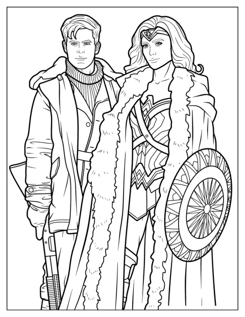 Steve Trevor steht neben Wonder Woman.