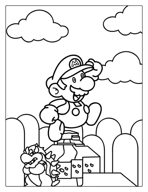 Baby Mario And Bowser Coloring For Kids