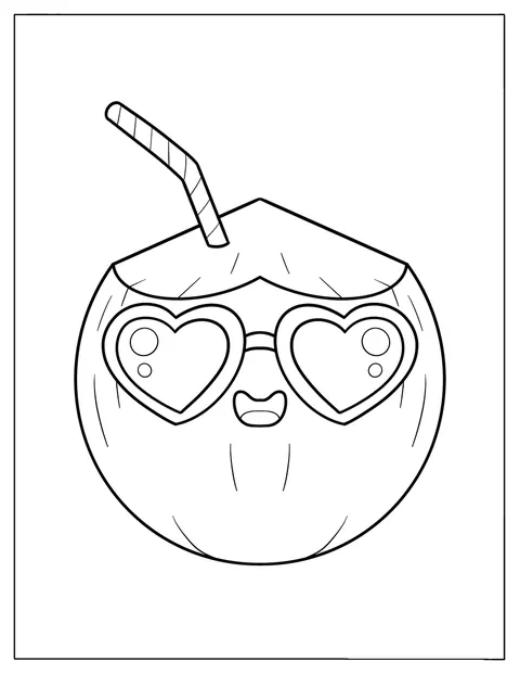 Un semplice cocco indossa occhiali da sole a forma di cuore.