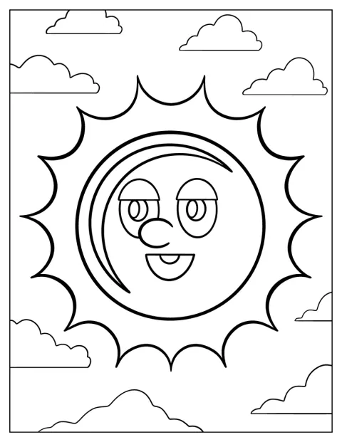 Smiling Sun Coloring Page