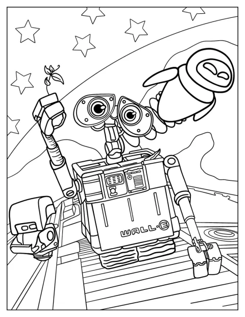 Wall-E staat samen met Eve afgebeeld.