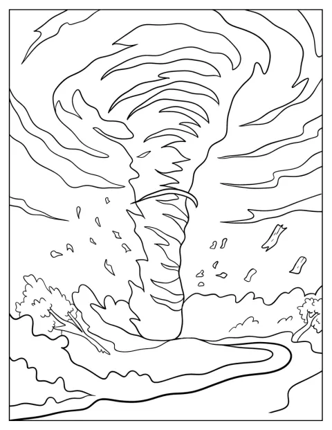 En massiv tornado feier gjennom en tett skog.