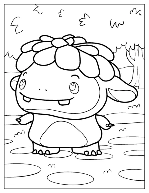 Abby Hatcher Coloring Page Of Grumbles Standing In The Garden