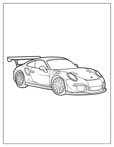 Conturul unui Porsche GT3 RS scoate în evidență forma sa sportivă.