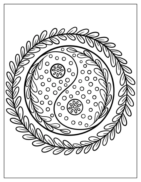 Un fiore e le sue foglie formano un motivo Yin e Yang.