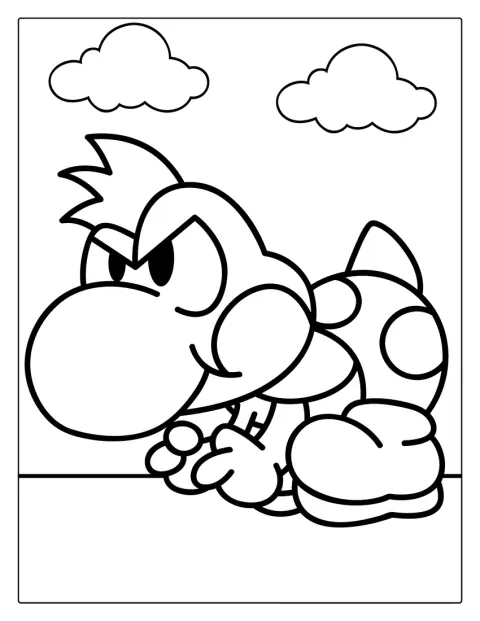 Le bébé Yoshi affiche une expression furieuse.