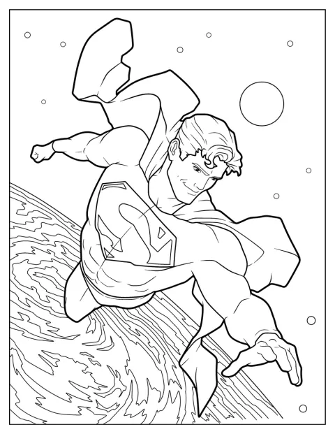 Superman bolygók között repül a világűrben.
