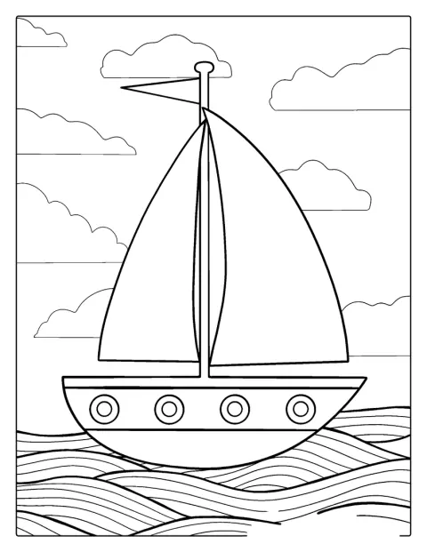 Ein kleines Segelboot gleitet über das Wasser.