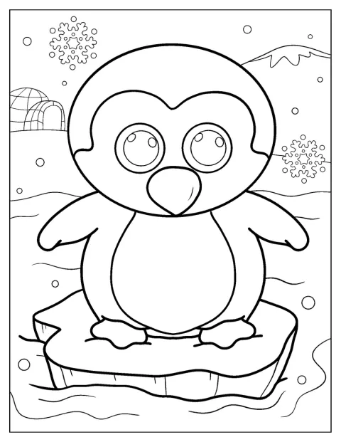 Waddles utforsker et vinterlandskap.