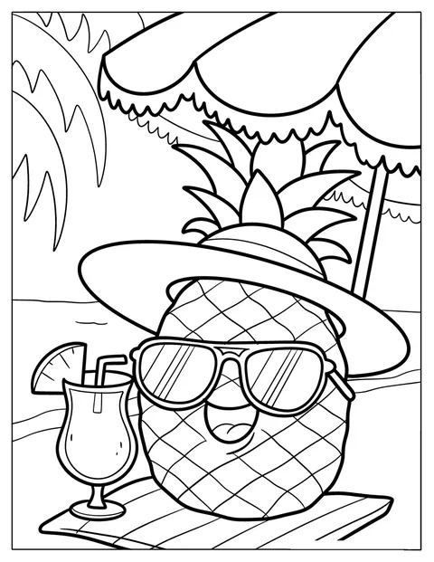 En cool ananas med solbriller nyder en drink.
