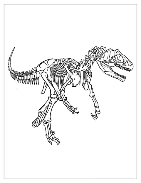 Egy Allosaurus csontváza látható teljes alakjában.