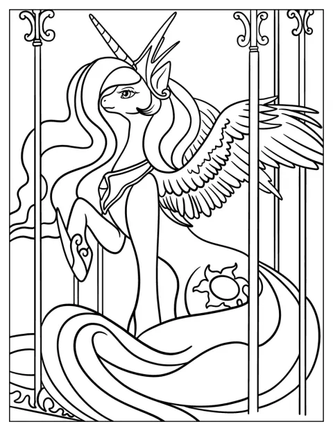 Prinzessin Celestia steht elegant da.