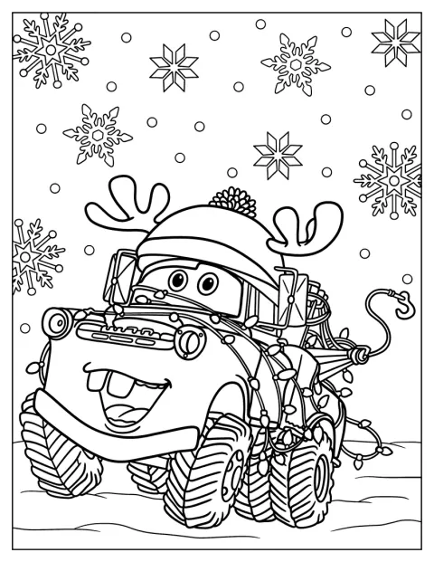 メーターがトナカイの角とクリスマスライトをつけています。