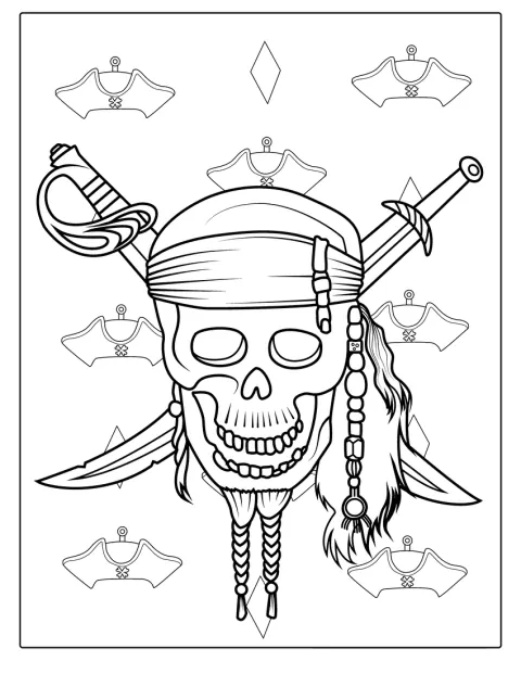 Un teschio incrociato con due ossa forma un emblema pirata.