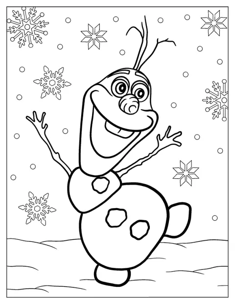 Olaf, a hóember vidáman mosolyog a képen.