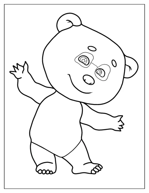 Masha And The Bear Coloring Page Of Panda With Arms Open For Preschoolers