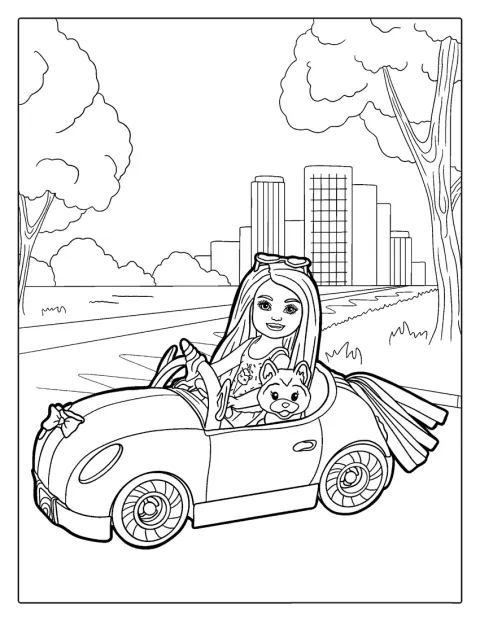 Barbies cabriolet holder klar til en køretur.