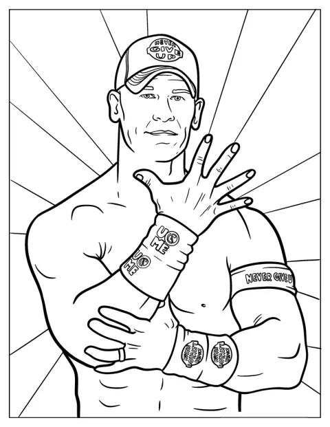 John Cena viftar med handen framför ansiktet i sin berömda gest.