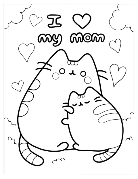 Pusheen expresa cuánto quiere a su mamá.