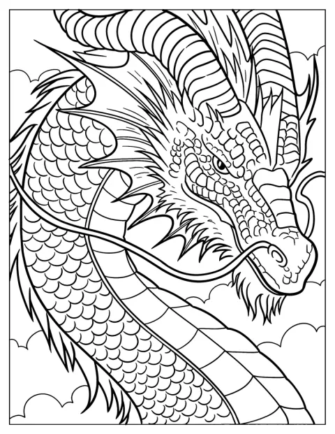 Nahaufnahme eines majestätischen Drachen mit eindrucksvollem Blick.
