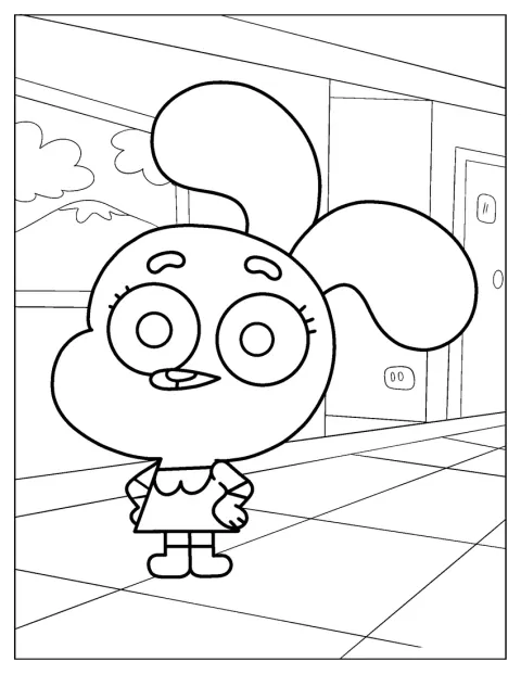 The Amazing World Of Gumball Coloring Page Of Kawaii Anais Watterson For Kids
