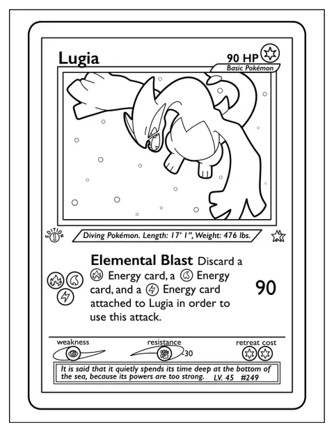 Lugia setzt Elemental Blast auf seiner Pokémon-Karte ein.