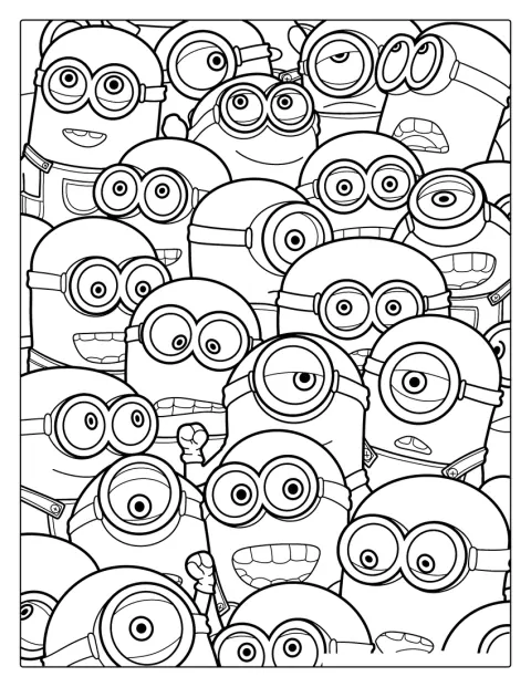 Una famiglia di Minion posa insieme nell’immagine.