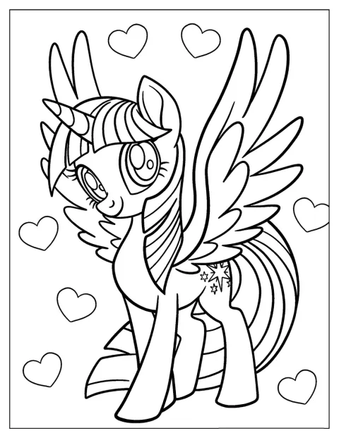 Twilight Sparkle erscheint als Einhorn mit Mähne und Schweif.