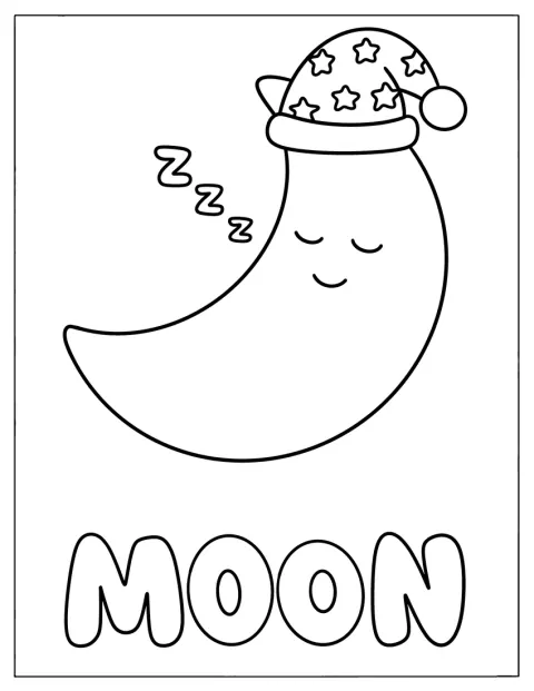 Une lune en croissant somnole paisiblement.