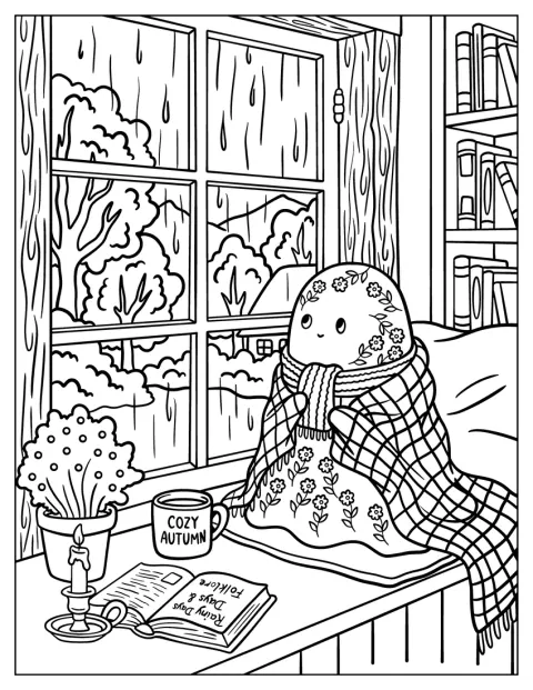 Floral Ghost with Scarf and Blanket in Autumn