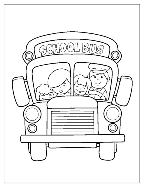 En enkel skolbuss väntar på att ge sig av.