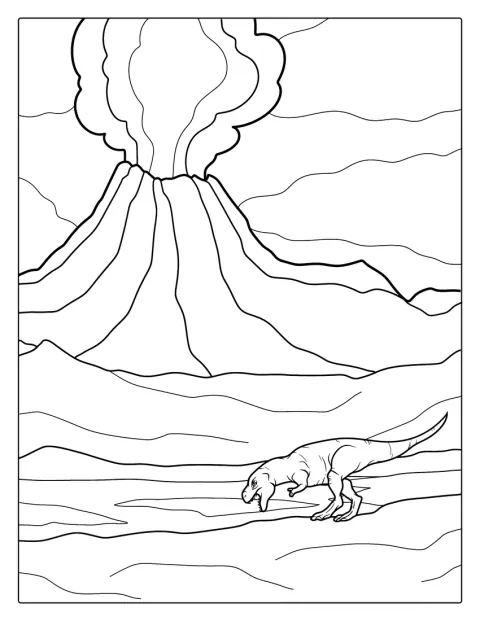 En vulkan sender røg og lava op fra krateret.