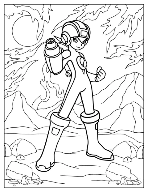 Mega Man.EXE aparece con su característico atuendo.