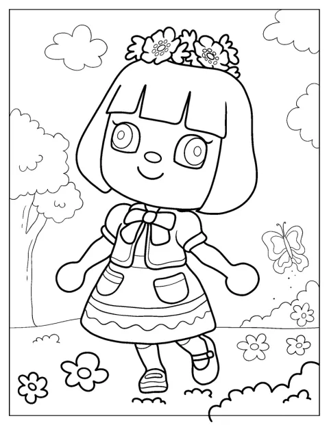 En bybo bär en krans av blommor på huvudet.