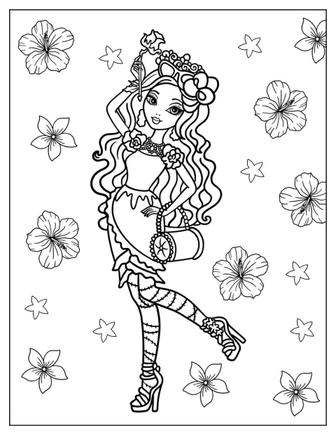 Ever After High Coloring Page Of Briar Beauty Holding Up A Rose
