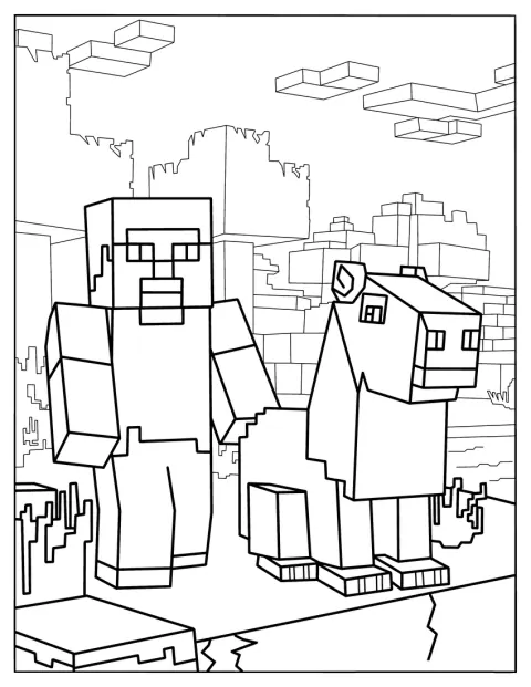 Minecraft Steve se tient aux côtés d’un capybara.