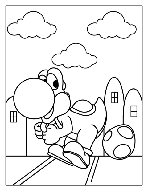 Yoshi schlüpft aus einem aufgebrochenen Ei.