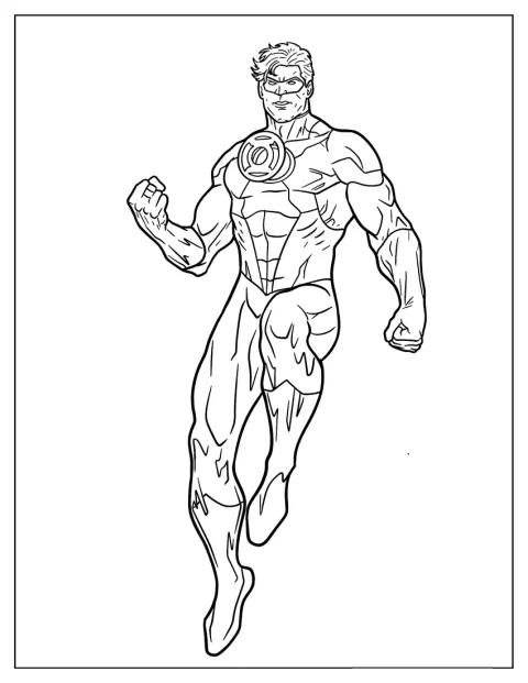 Green Lantern posiert im einfachen Comic-Stil.