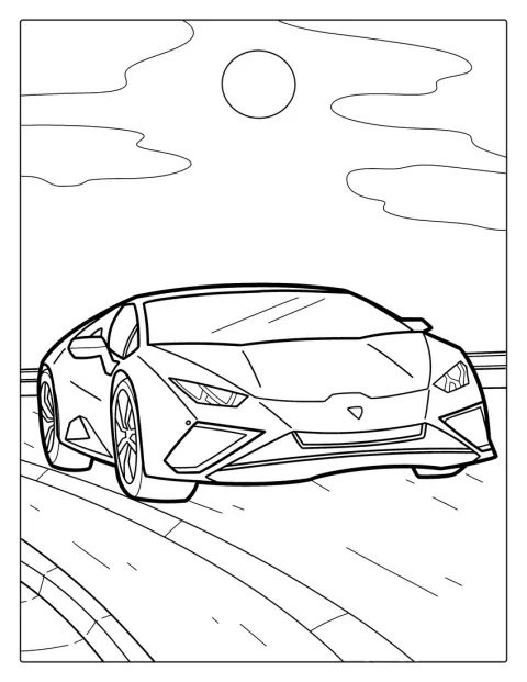 En Lamborghini-superbil syns som en enkel kontur.