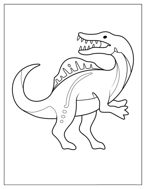 Spinosaurus seisoo yksinkertaisina ääriviivoina.
