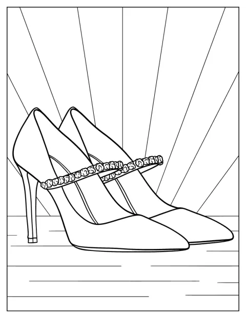 Une paire d’escarpins Mary Jane est dessinée de profil, avec ses brides sur le dessus.