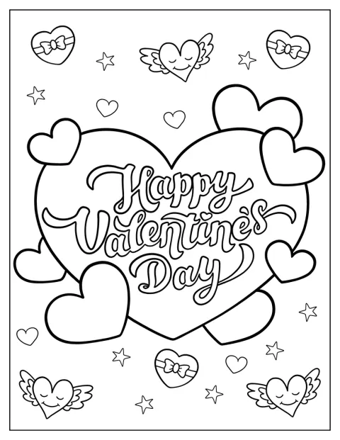 Uvnitř velkého srdce je napsáno valentýnské přání.