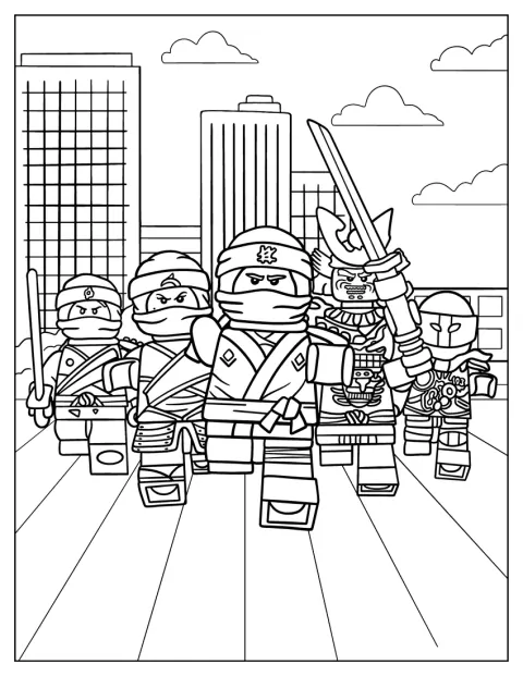 En Ninjago-ninja står beredd att slåss.